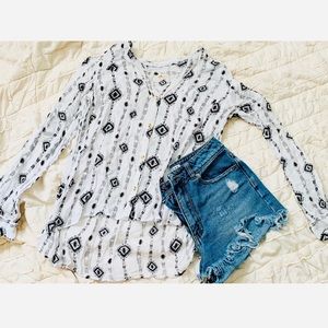 Jean shorts and blouse